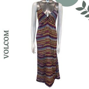 Volcom Smocked Back Maxi Sundress | Festival Ready | Multicolor Strappy | Medium